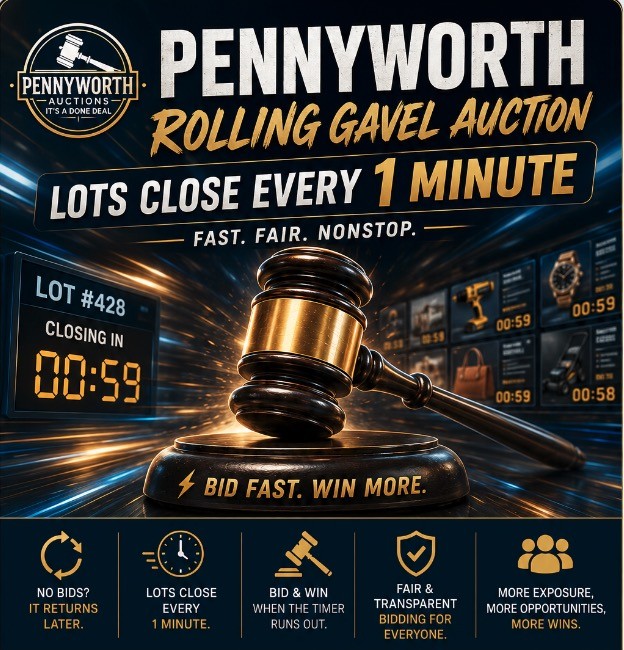 Pennyworth Rolling Gavel — a lot closes every minute