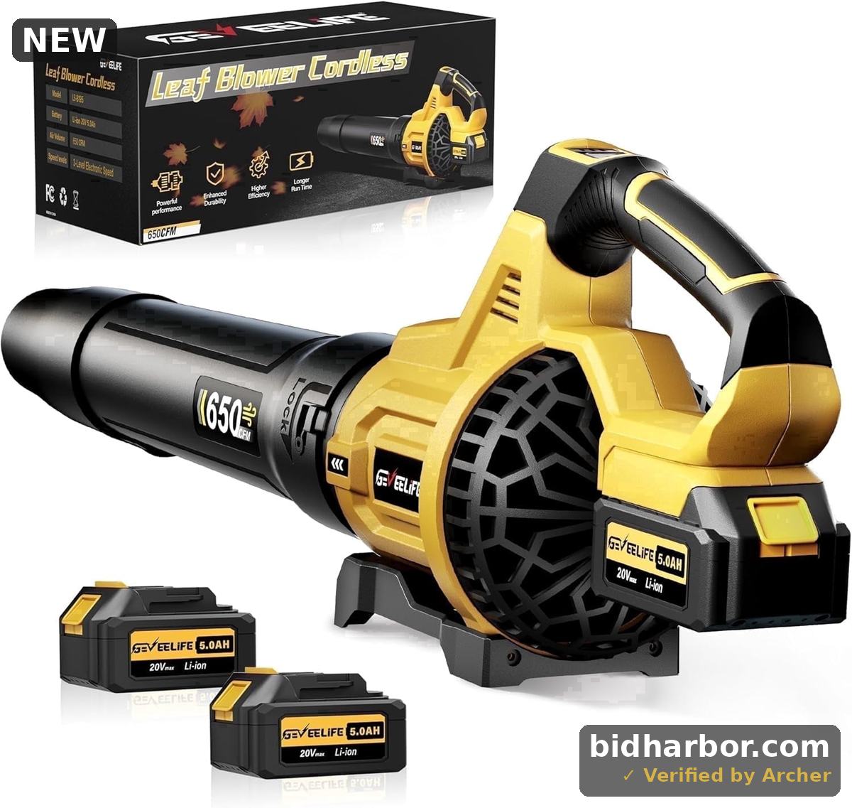 GEVEELIFE Cordless Leaf Blower with Batteries