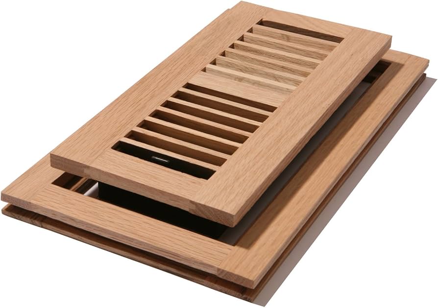 WLF410-U 4-Inch by 10-Inch Wood Flushmount Floor Register, Unfinished Oak