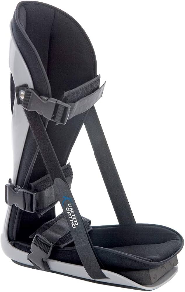 United Ortho Plantar Fasciitis Adjustable Leg Support Brace Fits Right or Left Foot for Soreness Relief, Foot Pain and Stretching, Large, Black