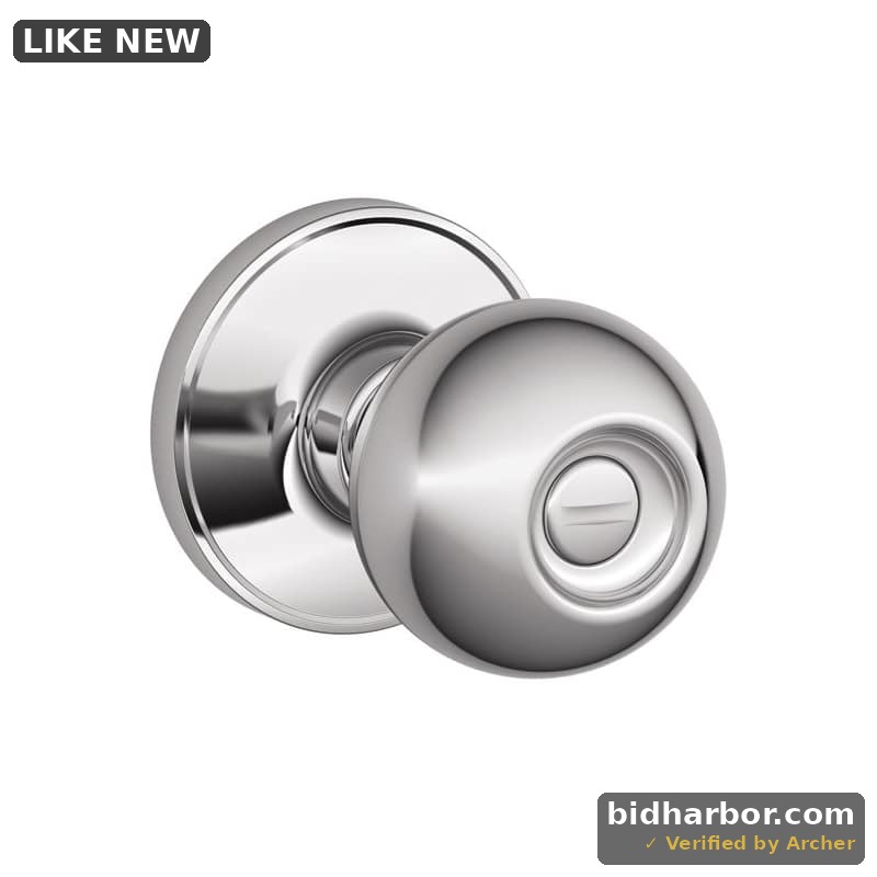 Schlage J40-COR Corona Privacy Door Knob Set from the J-Series Bright Chrome Door Hardware Door Knobs Privacy Door Knobs