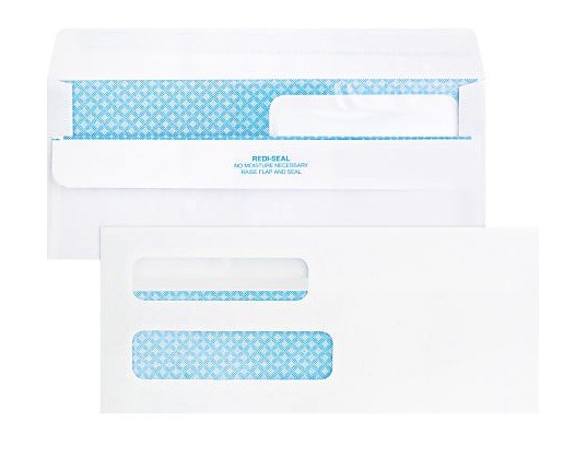 Office Max #8-5/8 Double Window Business Envelopes, 24 lb White Wove, 500 / box