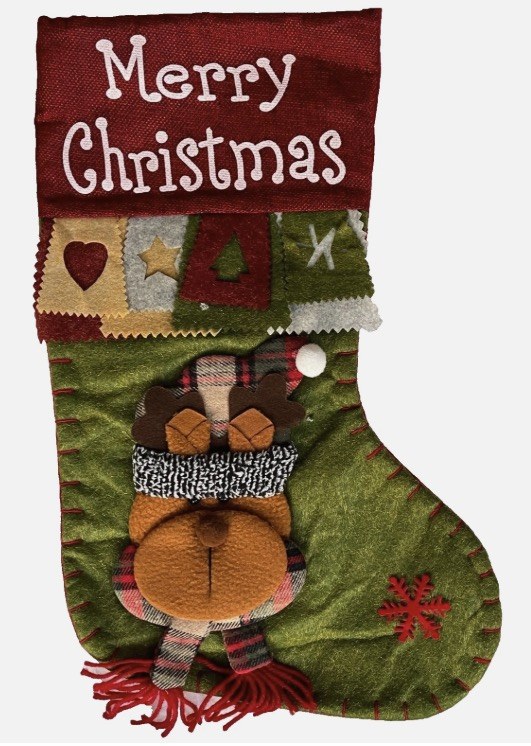 Christmas Reindeer Stocking 18.5 in by 11.5 in