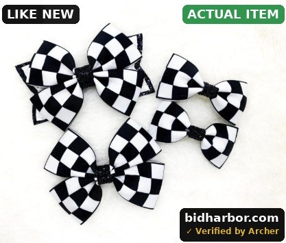 Grid Bow Hair Clips - 1pc Black and White Checkered Claw Clips Medium Size for Thin/Thick Hair Style, Fabric Style Bow Hair Accessories, Vintage Design Hair Barrettes for Women