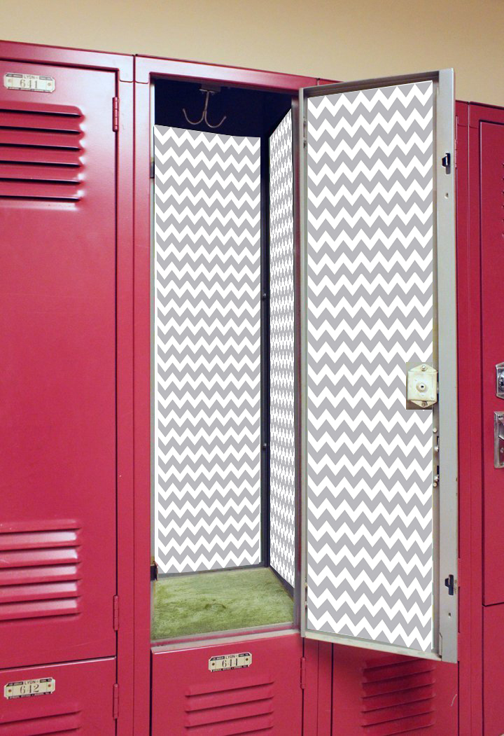 Deluxe School Locker Magnetic Wallpaper | Decorative | Magnetic Vinyl for Instant Update | Trimmable | Easy Install, Remove & Reuse | Set of 4 Sheets | Chevron Gray