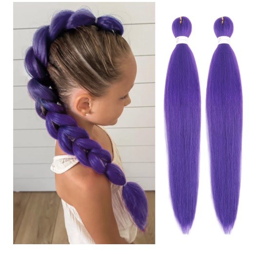 Dark Purple Braiding Hair 26 Inch 2Packs/Lot Pre-stretched Yaki Straight Colored Hair Extensions Long Purple Crochet Braids 90g/Pack