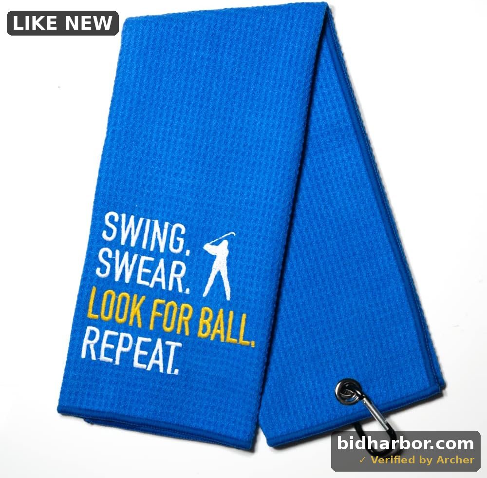 DYJYBMY Swing Swear Look for Ball Repeat Funny Golf Towel, Funny Golf Sport Gifts for Women Men, Christmas Birthday Appreciation Retirement Gifts for Dad Mom