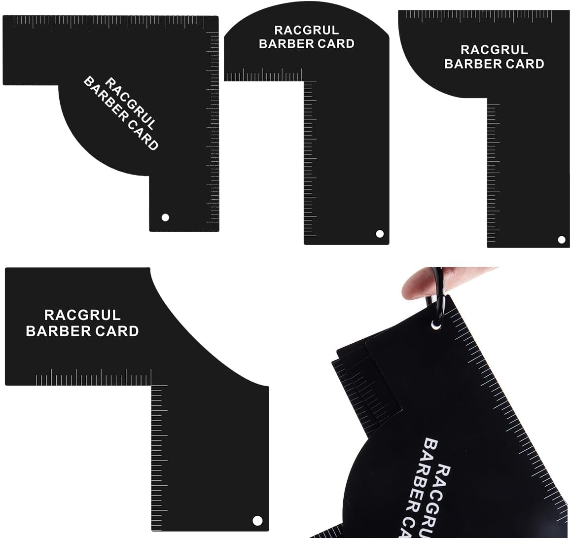 Enhancement Card for Barbers with Measurement Indicators, Reusable Hairline Shaping Tool, Beard Line Up Template, Color Spray Edge Line Up Tool, Easy to Clean Hairline Maker Guide for Barbers
