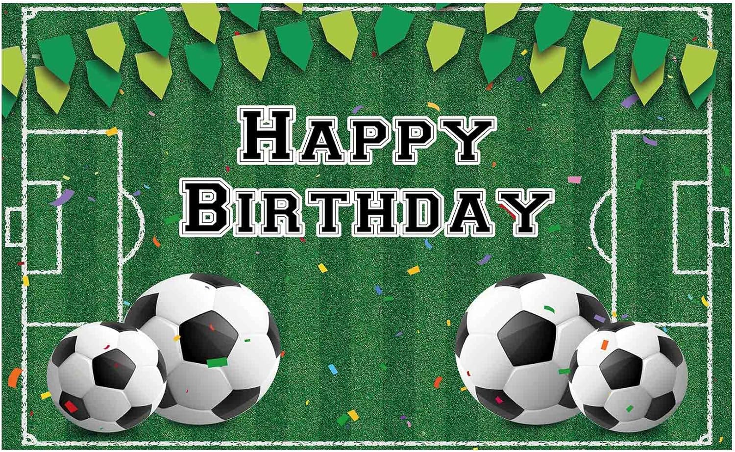 Allenjoy Soccer Theme Happy Birthday Backdrop Sports Football Field Photography Background for Kids Children Boys Newborn Baby Shower Birthday Party Decor Banner Portrait Photo Booth Props