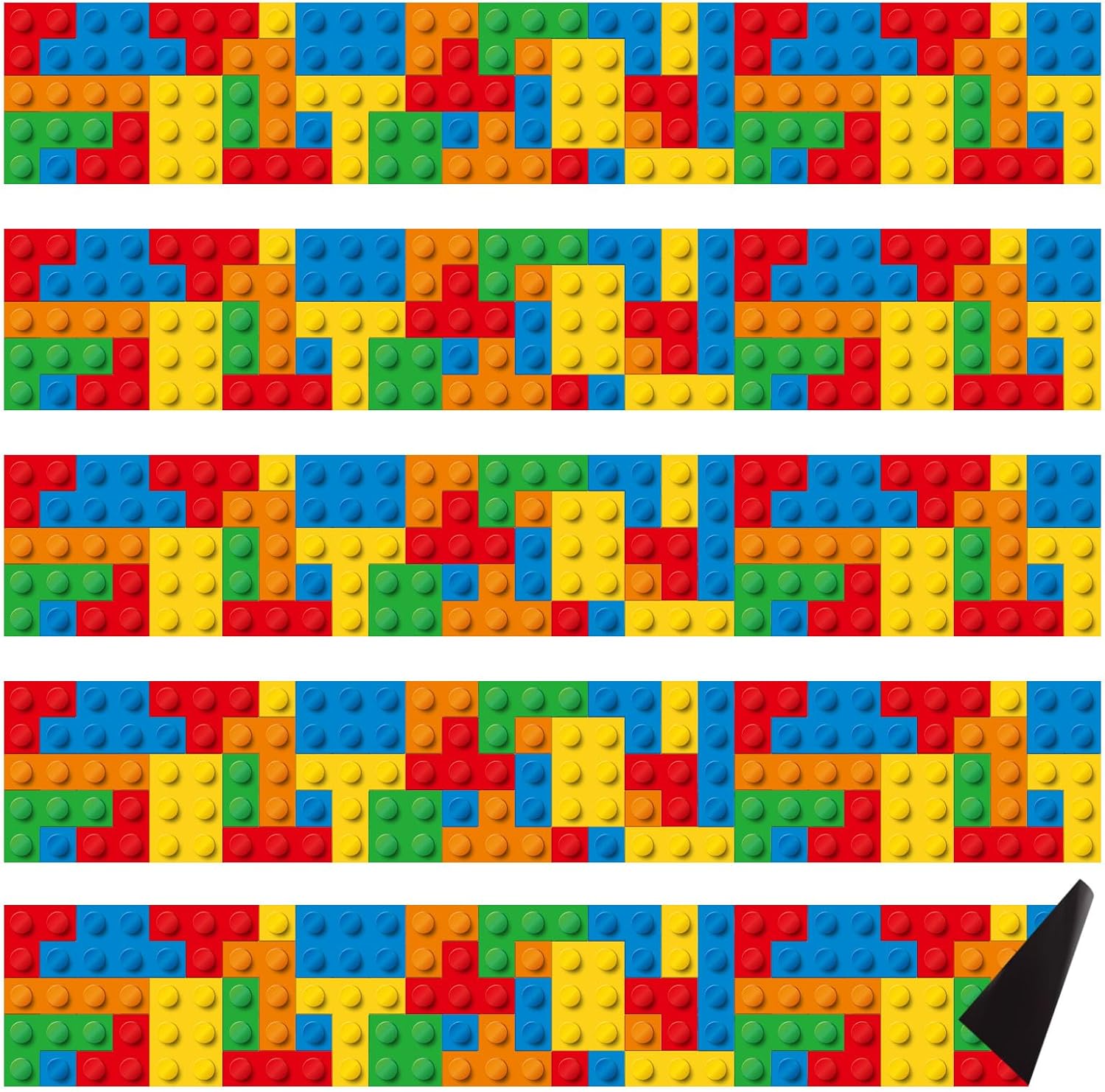Capoda 24 Pcs Building Block Magnetic Bulletin Board Border 1.97 x 11.81 Inches Colorful Classroom Borders for Back to School Bulletin Board Chalkboard School Office Home Wall Decor(Classic)