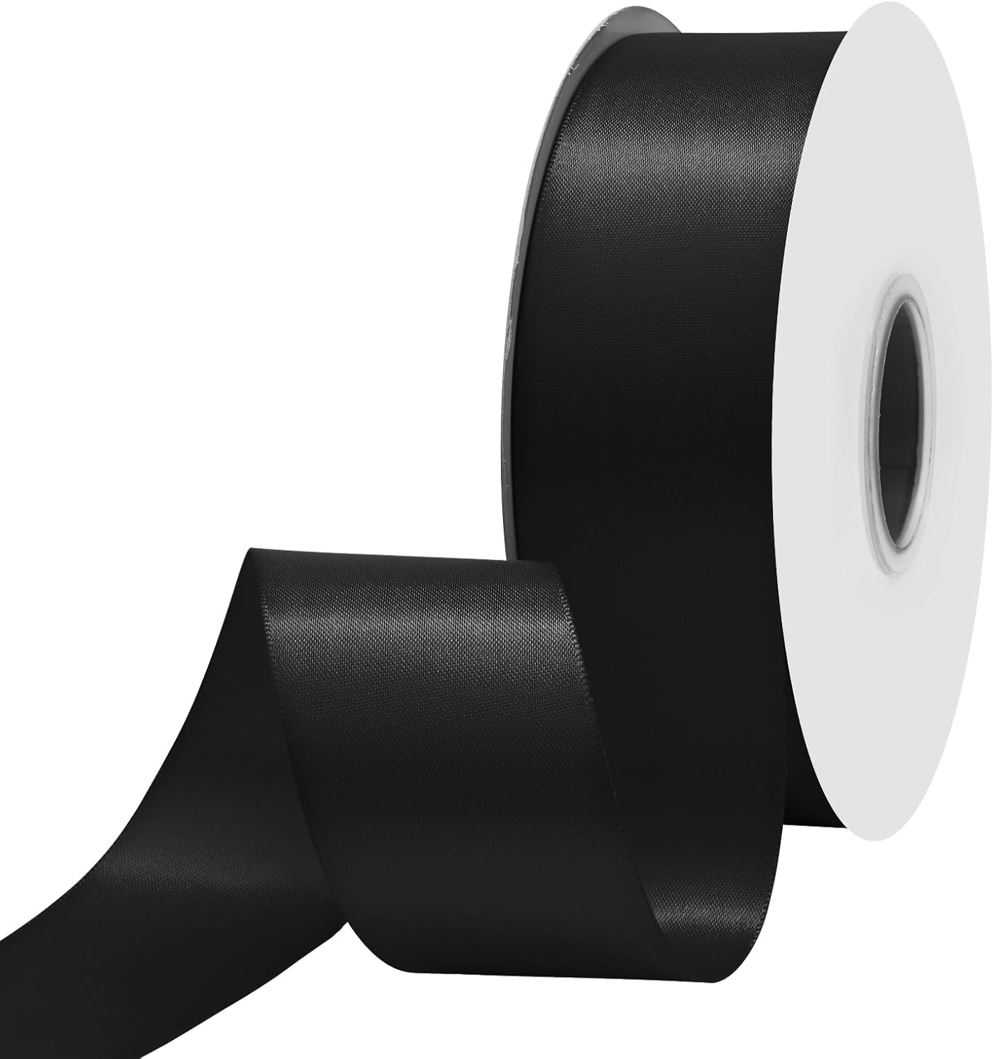 Black Satin Ribbon 1 1/2 Inch x 50 Yards Double Faced Silk Ssatin Ribbon for Gift Wrapping, Flower Bouquet, Wreaths, Cuuting, Wedding, Ceremony Kit Decoration