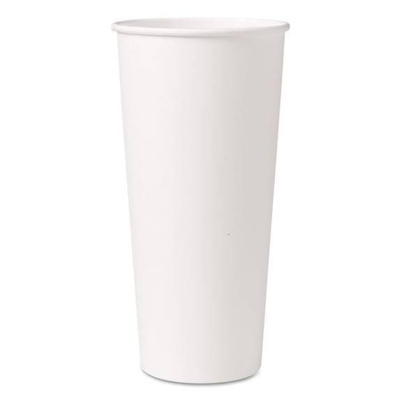 25 Pack Single-Sided Poly Paper Hot Cups, 24 Oz, White