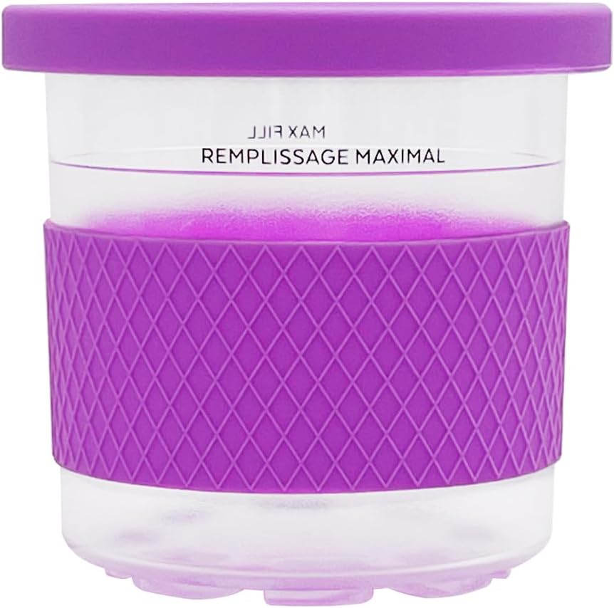 Replacement Ice Cream Pints with Silicone Lids and Sleeves,Compatible with Ninja Creami Ice Cream Maker, Model: NC301, NC300, NC299AMZ Series. (Purple)