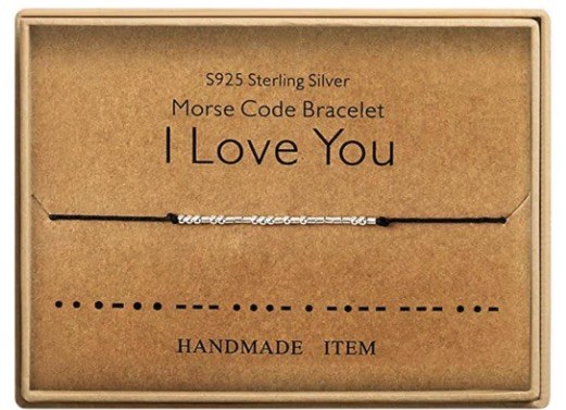 I LOVE YOU Morse Code Bracelet, Inspirational Bracelets Gifts, S925 Sterling Silver Beads on Silk Message Friendship, Gifts Jewelry, Birthday Gifts