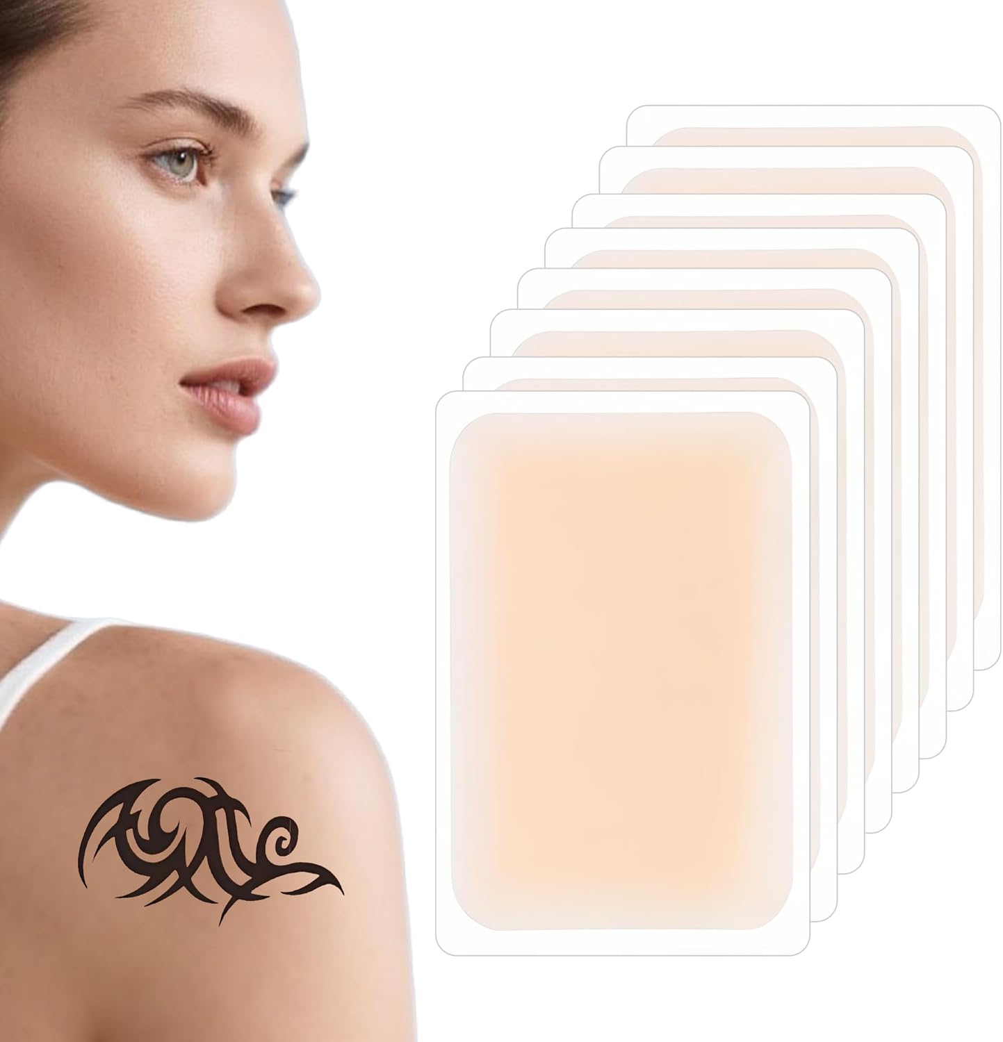 Tattoo Cover-Up Patches — 8 Pcs, Waterproof Skin Concealer, Ultra-Thin 0.02mm