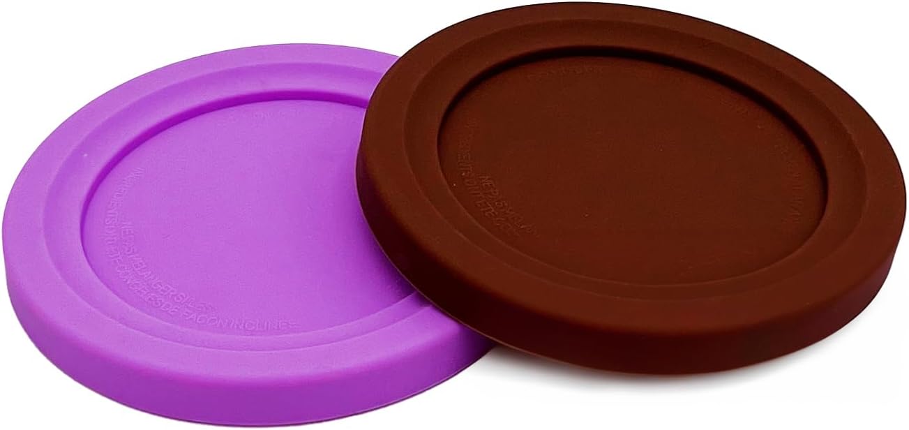 Replacement Silicone Lids, Compatible with Container of Ninja Creami Ice Cream Maker, Model: NC301, NC300, NC299AMZ Series. (Purple/Coffee)