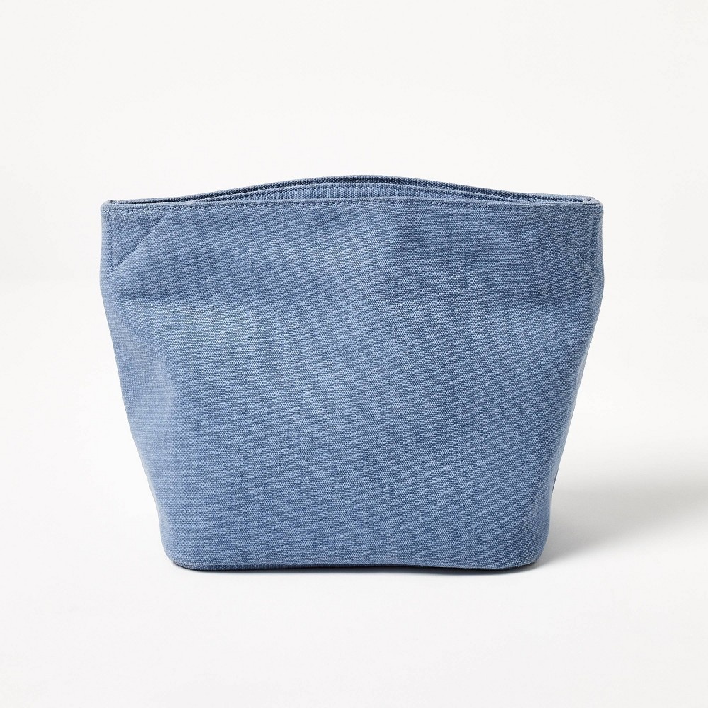 Cotton Lunch Tote Bag — Blue, Zipper Closure, 8.39 L