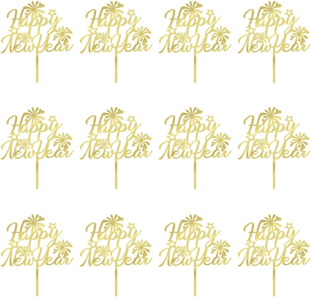 Happy New Year Cake Topper-Glittering 2026 New Year's Eve Party, Hello 2026, Cheers 2026 Welcome to 2026 party decorations (Gold and rose)
