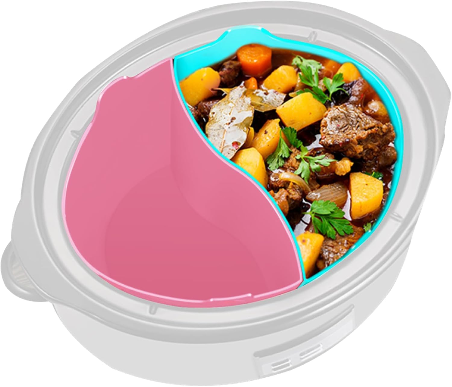 Slow Cooker Liners Compatible for Crock Pot, Notmise Pot Oval Cookers, Reusable Silicone Liner Divider Insert, Dishwasher Safe BPA Free, 7QT Pink+Blue, [Fit 7 to 8 QT] (7QTSlowBLUEPINK--us)