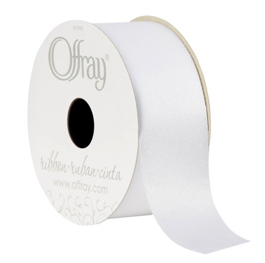 Offray Ribbon, White 1 1/2 inch Acetate Polyester Outdoor Ribbon for Floral Displays and Decorations, 21 feet — 1.5in x 21Ft