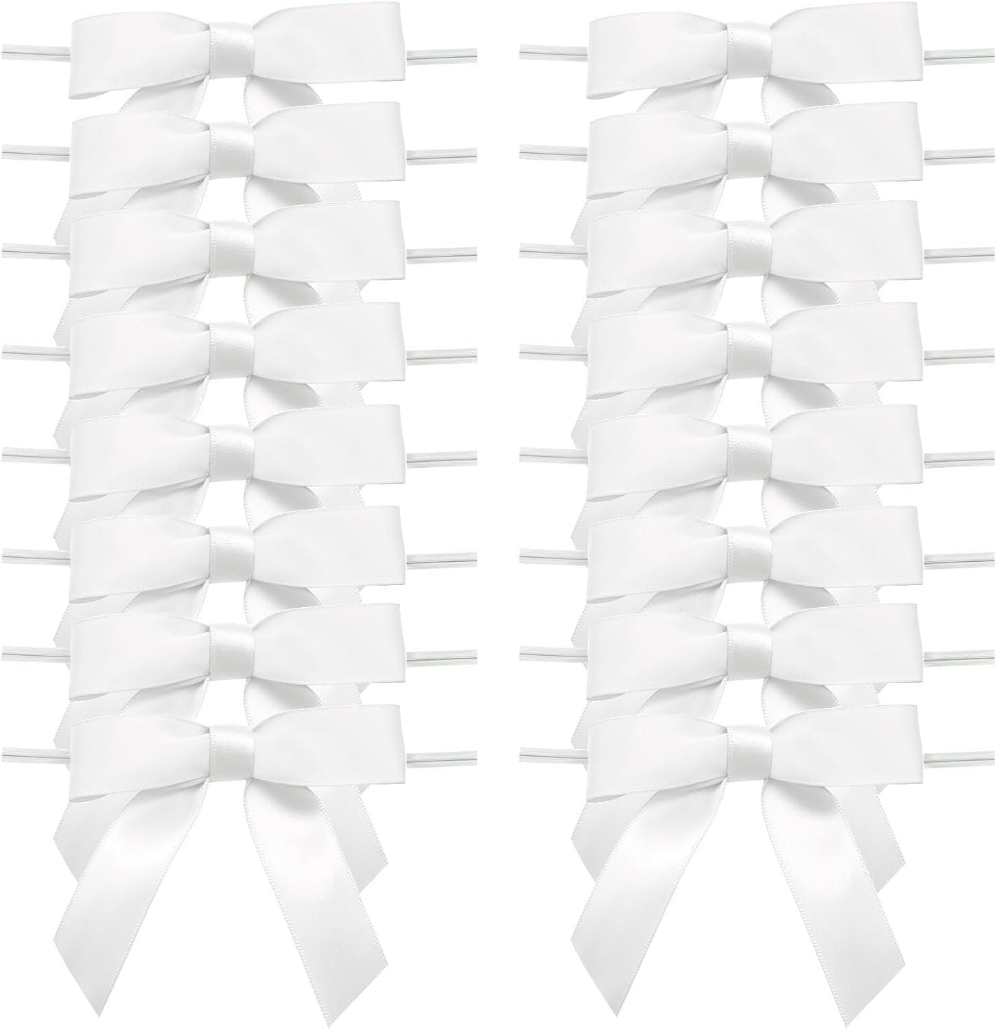 30 PCS 3" White Satin Ribbon Bow Pre-Tied Twist Bows Ribbon for DIY Crafts Bakery Candy Bags Gift Wrapping and More