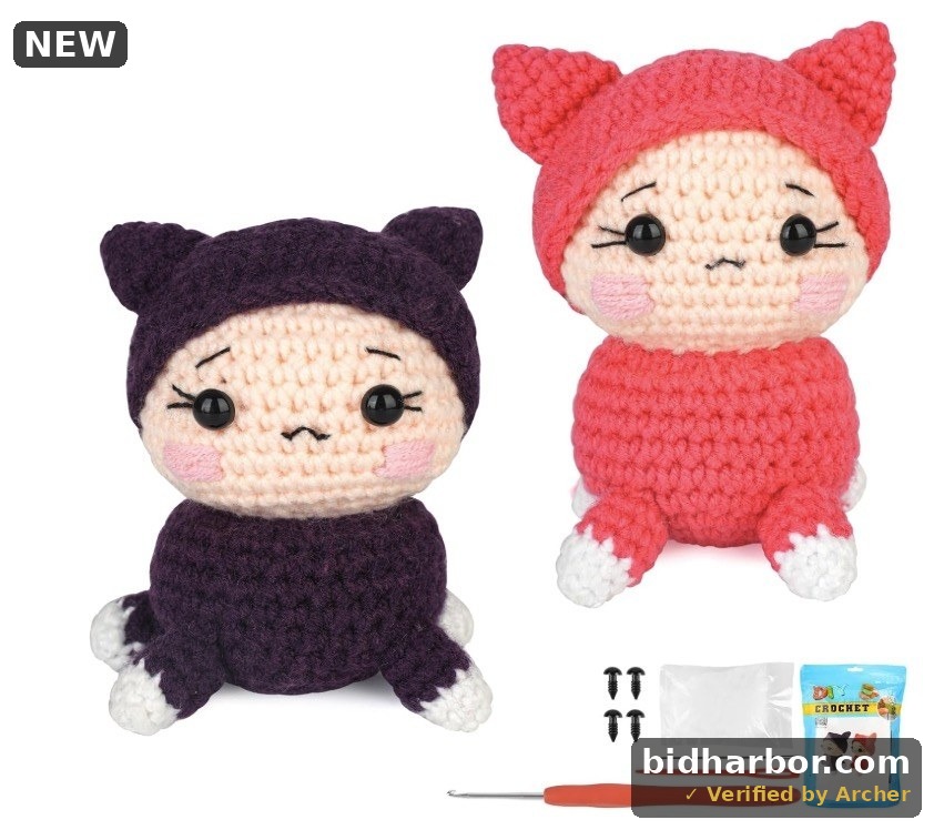Joylifeboard 2Pcs Crochet Kit for Beginners Cute Crochet Animal Kits with Step-by-Step Video Tutorials DIY Craft Knitting Kit Learn to Crochet Kits for Adults and Kids (40%+ Yarn)