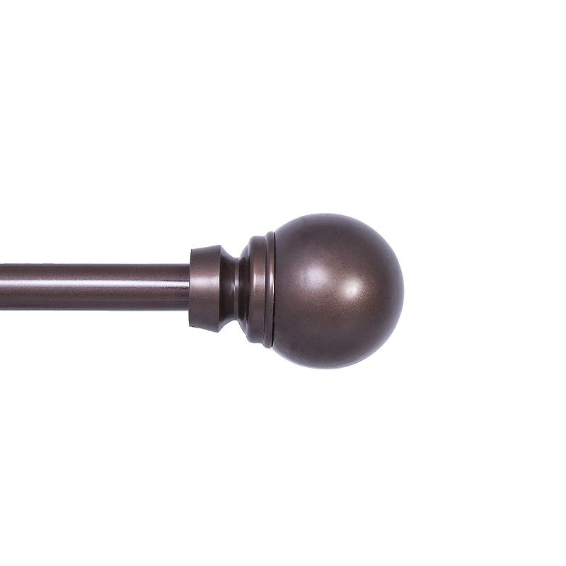 Mae 28 in. - 48 in. Adjustable Single Curtain Rod 5/8 in. Diameter in Chocolate with Round Finials