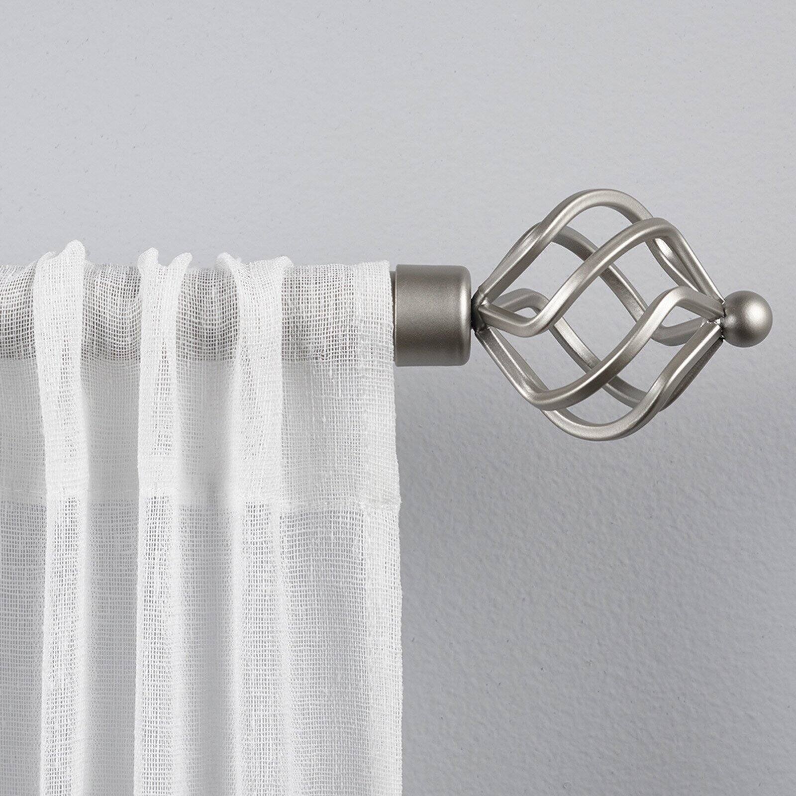 Exclusive Home Torch 1 Curtain Rod and Finial Set Matte Silver Adjustable 36 -72