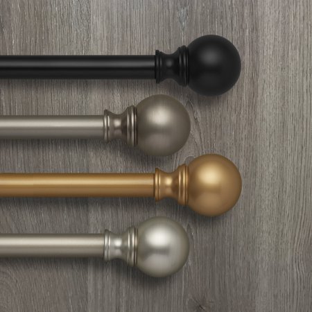 Elrene Home Fashions Cordelia Single Curtain Rod with Globe Ball Finial Antique Pewter 28 X 48