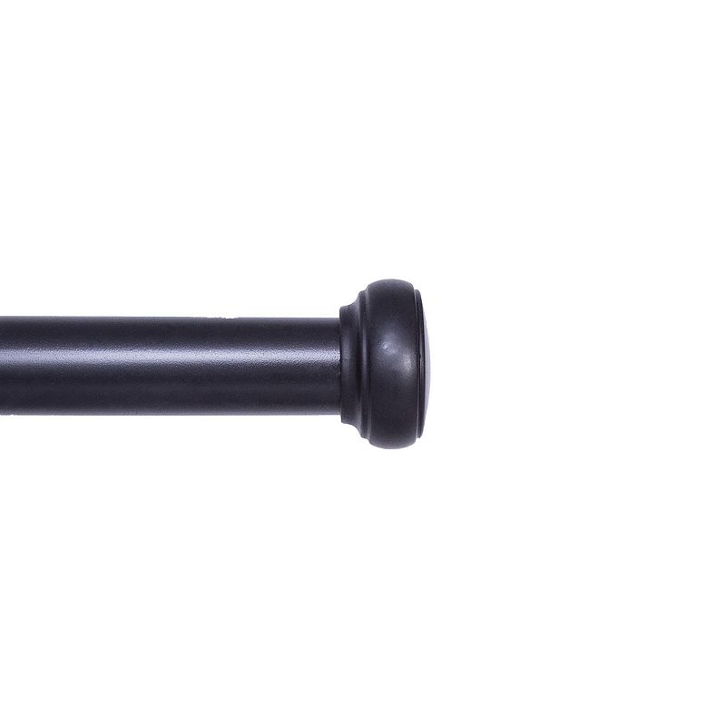 Weaver 90 in. - 130 in. Adjustable Single Curtain Rod 1 in. Diameter in Black with Cap End Finials