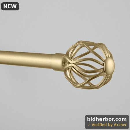 Exclusive Home Ogee 1  Curtain Rod and Coordinating Finial Set  Gold  Adjustable 36 -72