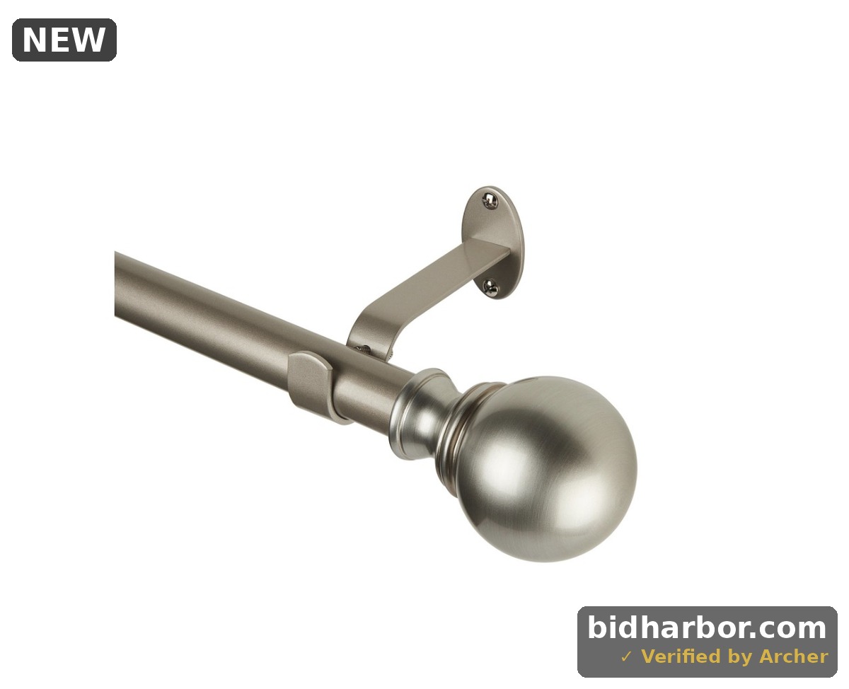 Elrene Home Fashions Cordelia Single Curtain Rod with Globe Ball Finial Polished Nickel 28 X 48
