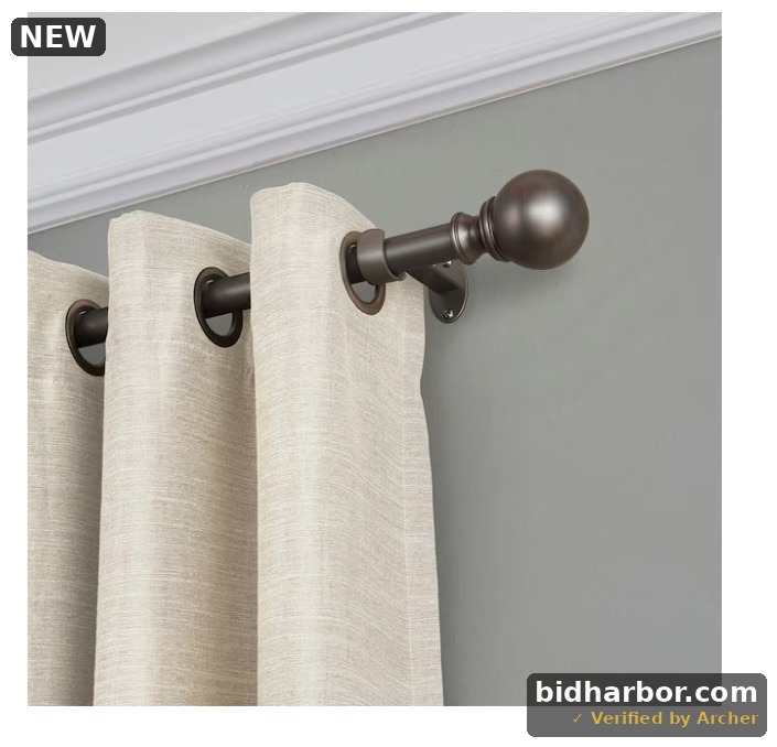 Elrene Home Fashions Cordelia Single Curtain Rod with Globe Ball Finial Antique Pewter 48 X 86