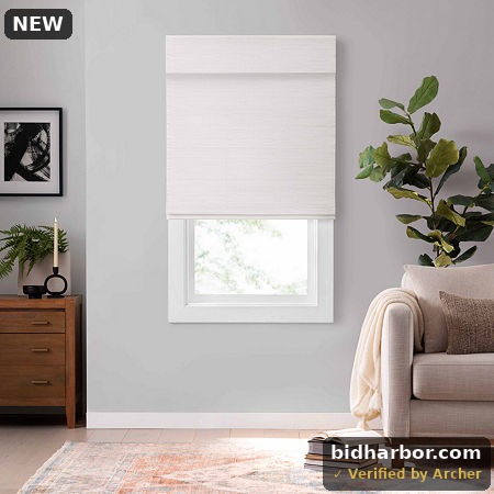 Bamboo White Cordless Light Filtering Privacy Bamboo Roman Shade 48 in. W X 72 in. L