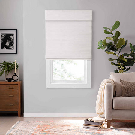 Bamboo White Cordless Light Filtering Privacy Bamboo Roman Shade 48 in. W X 72 in. L