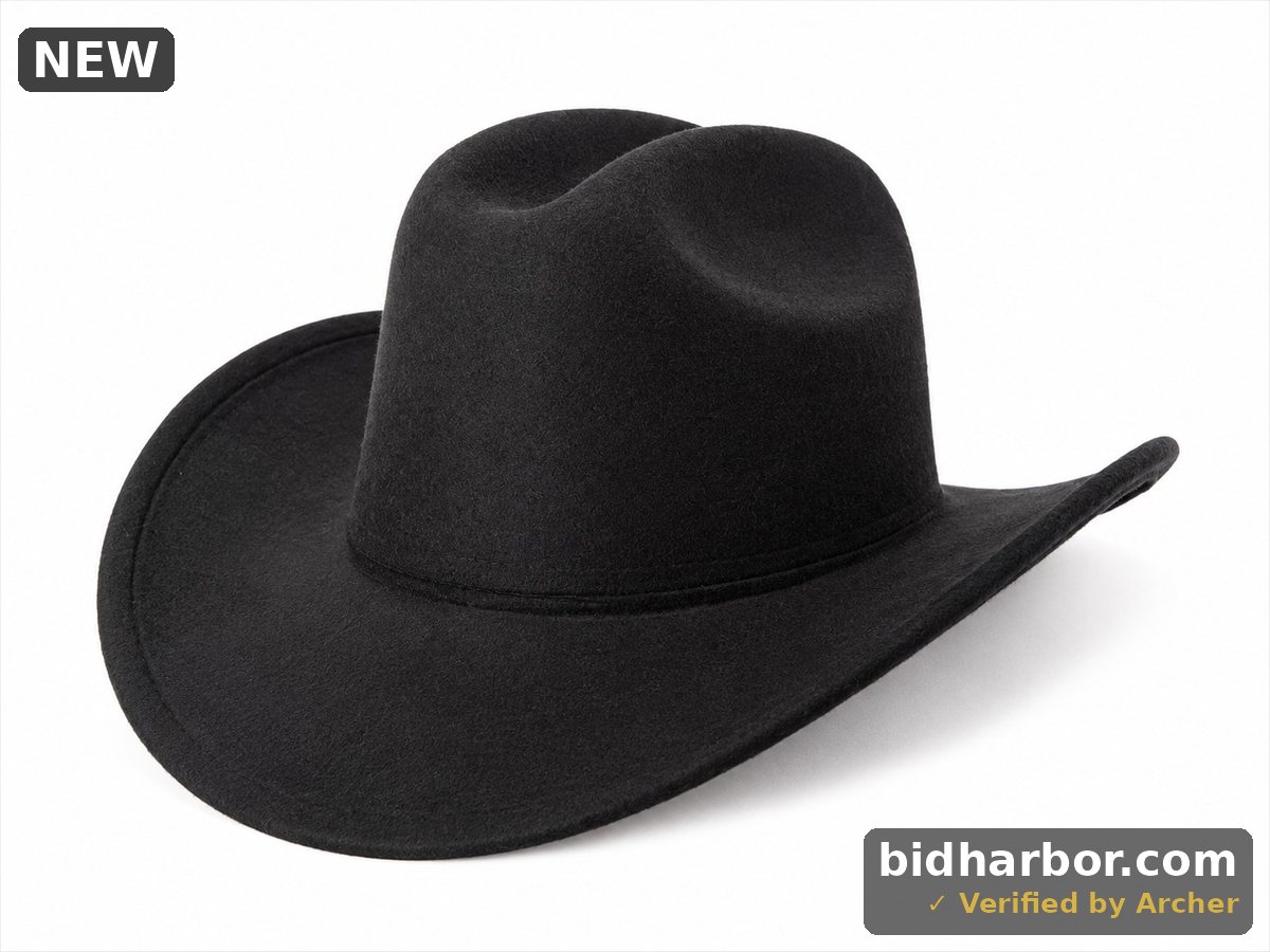 New Black Western Cowboy Hat – Wide Brim – Size 57 – 100% Polyester