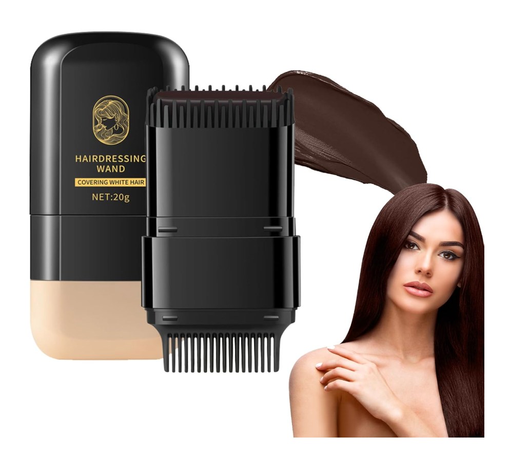 Hair Dye Brush, Hair Color Stick, Portable Hair Dye Comb for Gray Hair Coverage, Waterproof and Sweat-proof, Even and Effective Coverage, Gentle Formula, Easy to Use, 20g*1,Black brown — Quantity 1 (ONE)