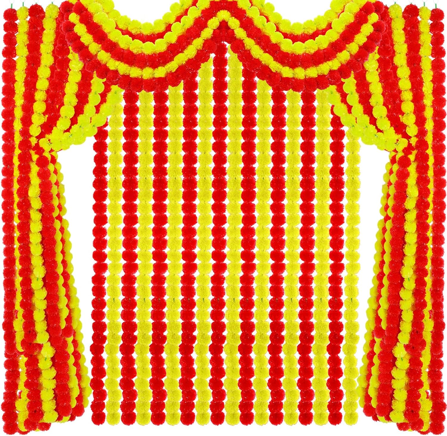 Faux Marigold Flower Garland — 12 Strands, 5 ft
