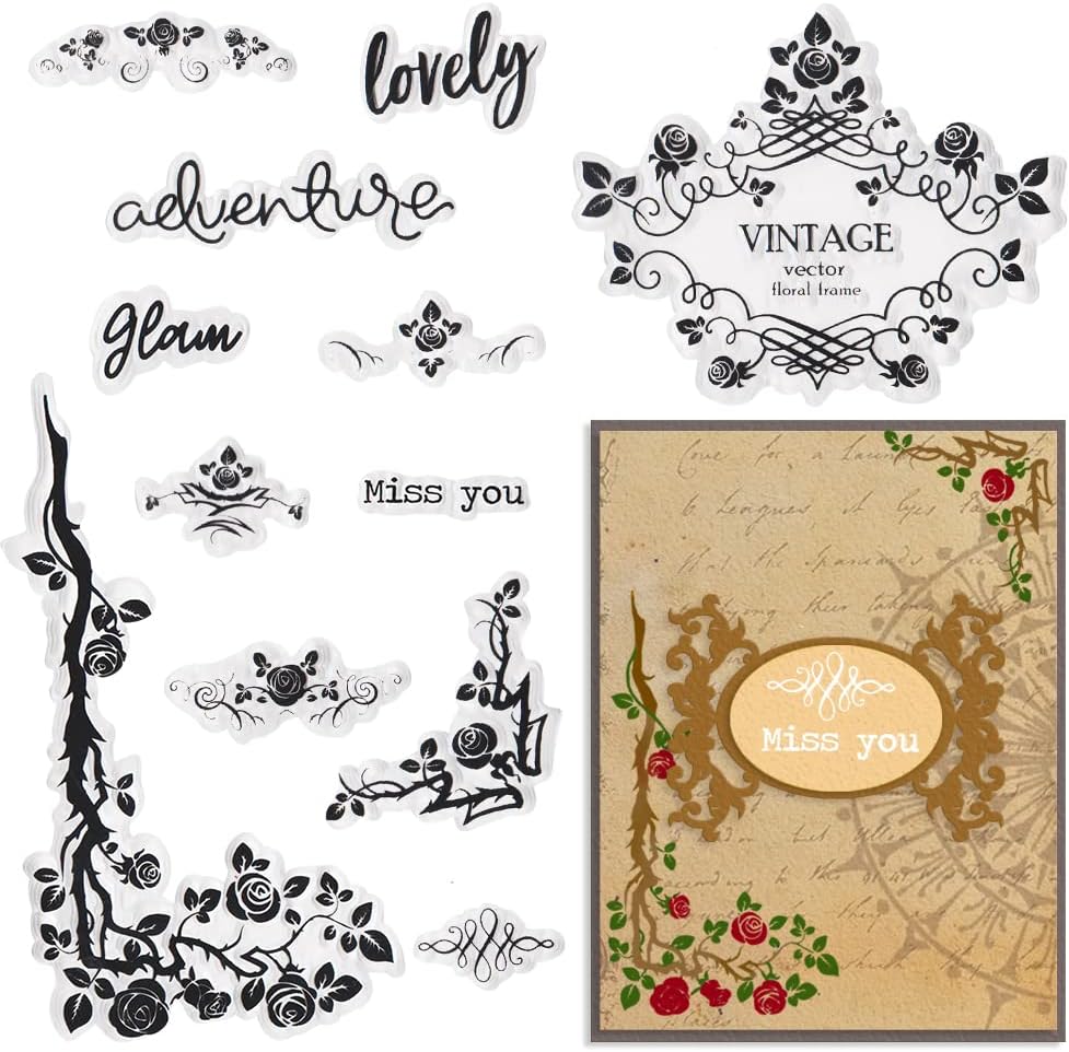 Spring Roses Background Clear Stamps — Floral Scrapbooking