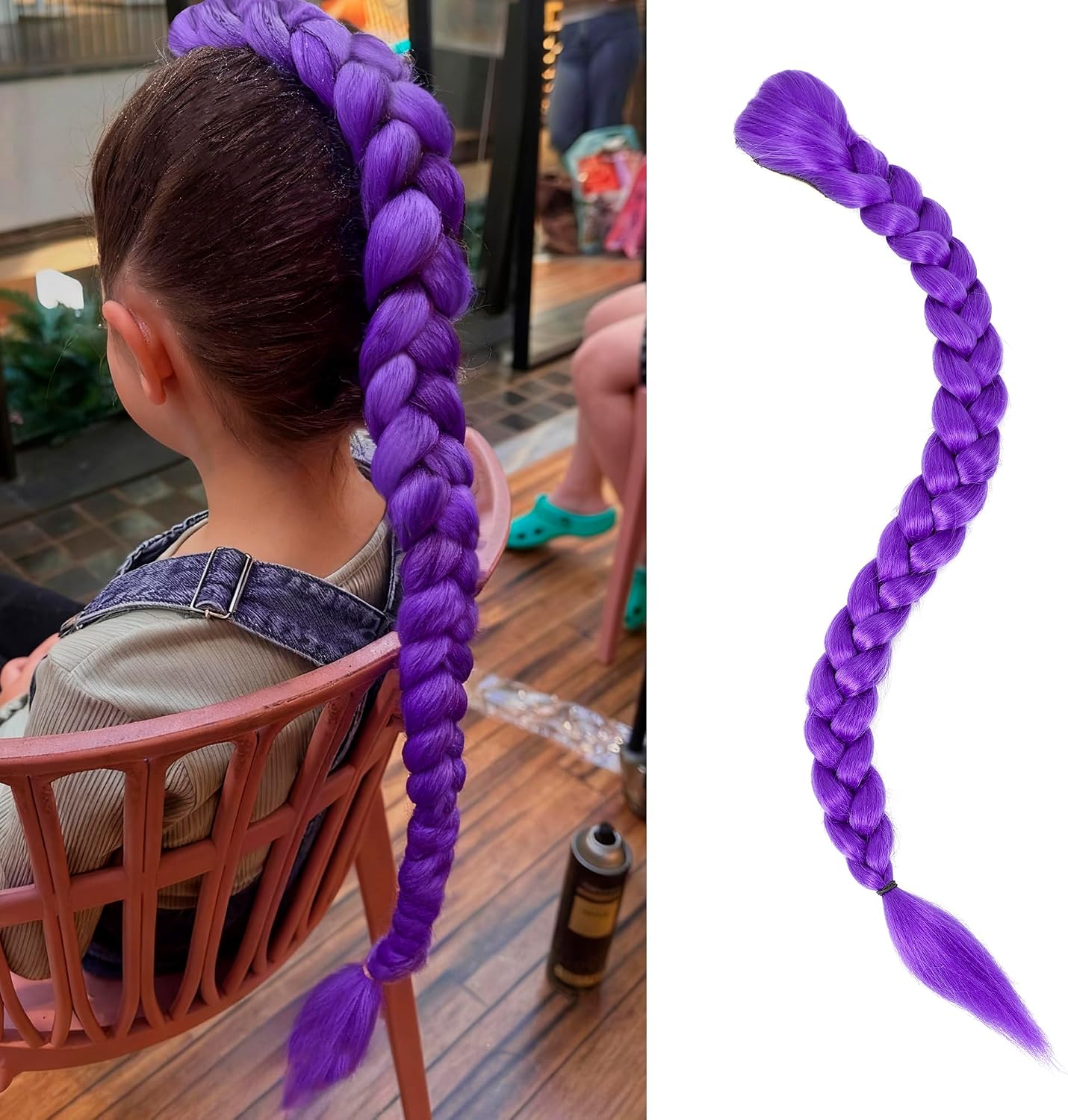 Pre-Stretched Braiding Hair — Purple Yaki, 48", 2-Pack