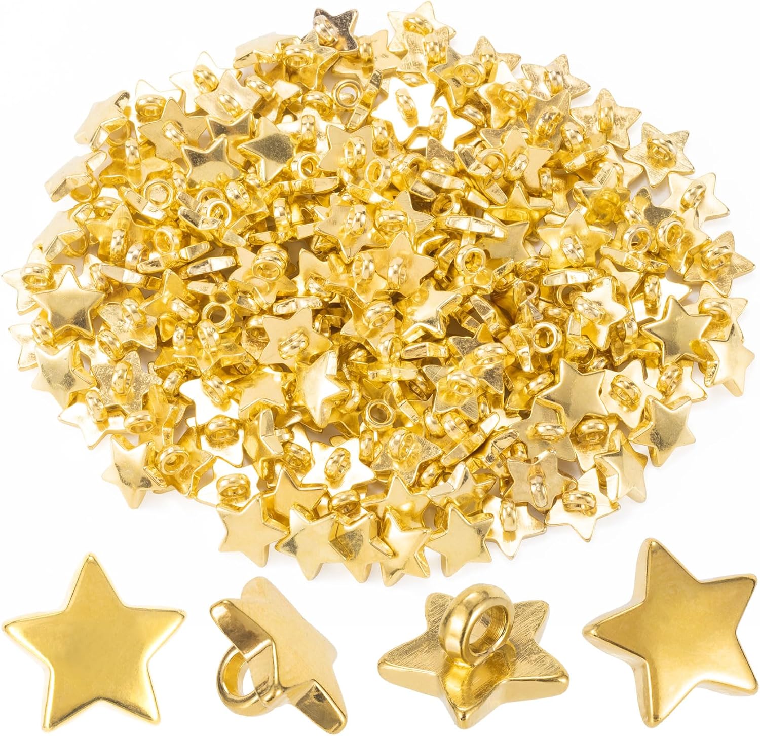 Plastic Star Buttons — Decorative Craft Buttons, 12.5mm, 120-Pack