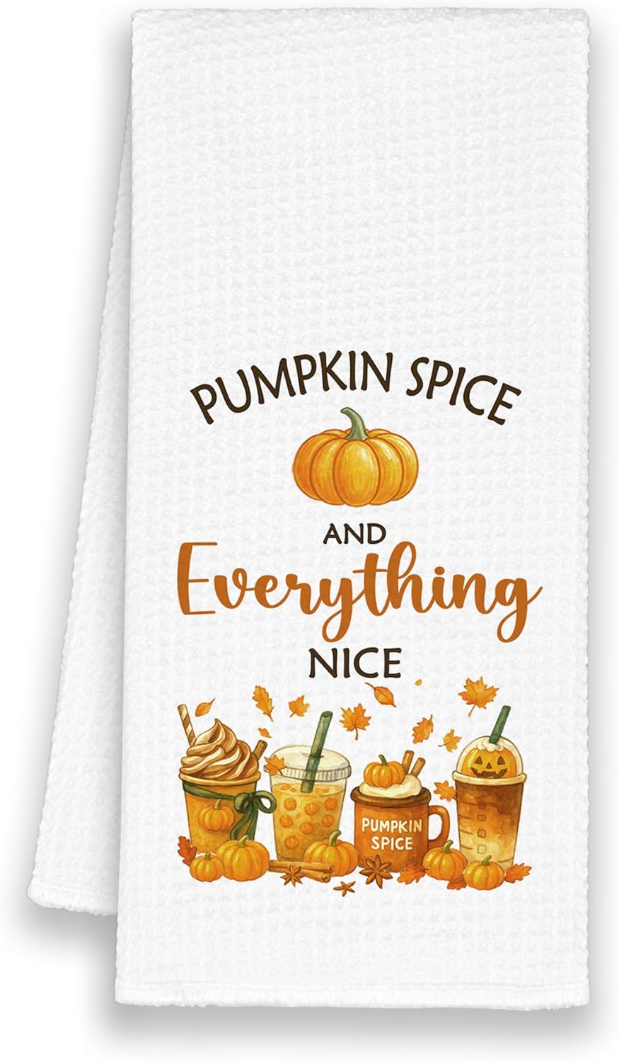 Fall Pumpkin Spice Kitchen Towels — Autumn Dish Towels, 16×24"