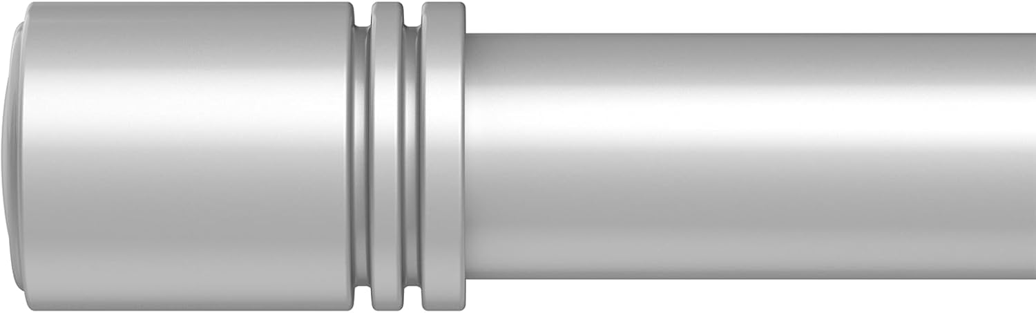 Adjustable Curtain Rod Set — End Cap Style, Fits 28–42 in, 6/8 in Diameter, Silver