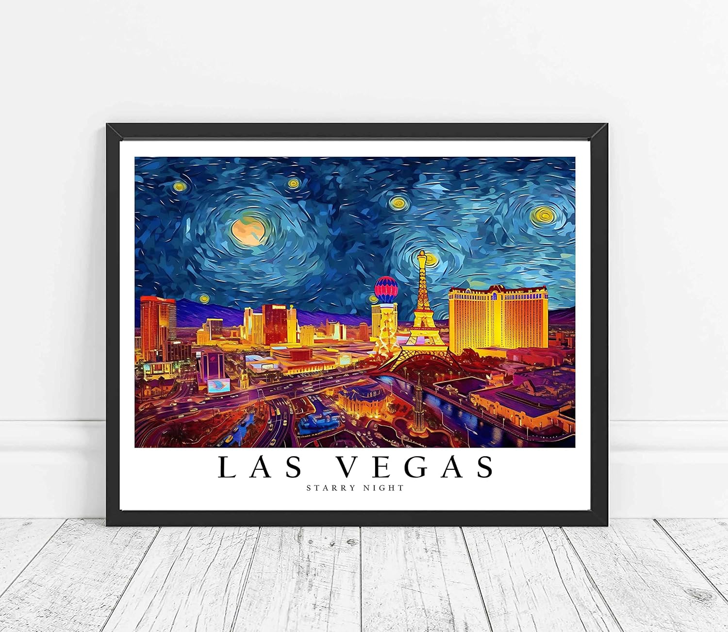 Las Vegas Skyline Art Print — Starry Night Theme, 8×10 in, Unframed