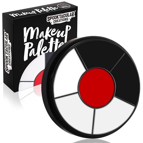 Spooktacular Creations Halloween Makeup Palette 3 Colors, Face Body Paint Makeup Wheel Waterproof Zombie Skeleton Cosplay Face Painting for Adult and Kids (0.35 Oz,White Black Red )