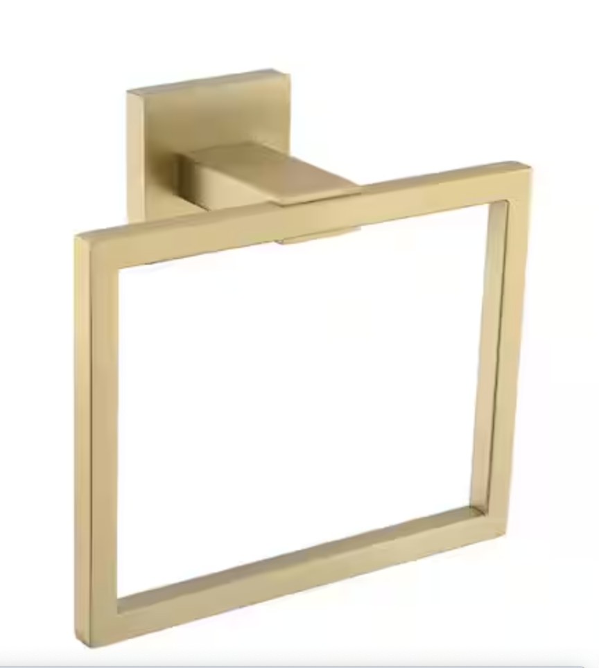 Wall Mounted Square Towel Ring Hand Towel Holder Stainless Steel Brushed Gold Bathroom Accessory Durable
