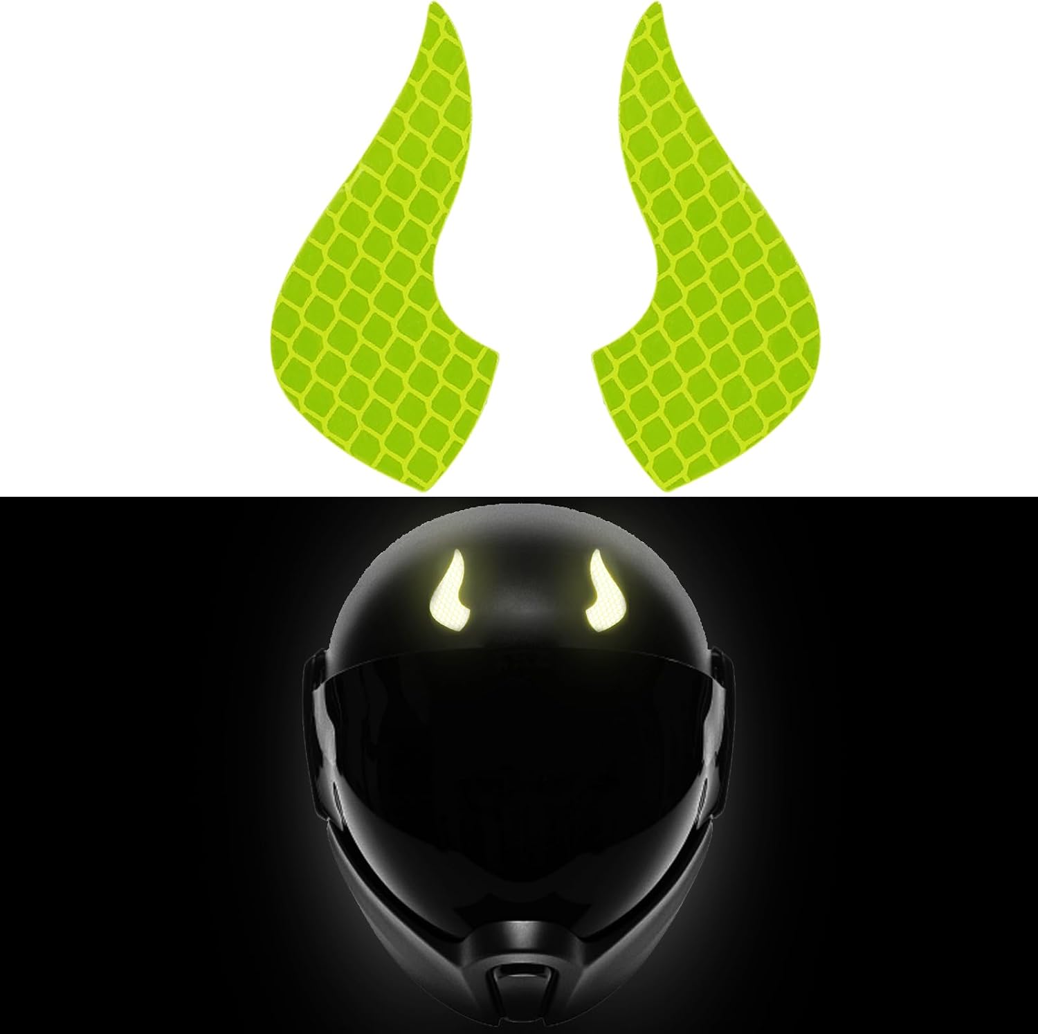 GIKOP Horn-Shaped Reflective Car Stickers - 300M Visibility, Waterproof, Night Driving Safety, Durable Vinyl, 10-Year Weather Resistance (Yellow)
