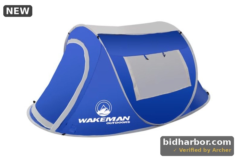 Wakeman Outdoors 2 Person Automatic Pop-Up Camping Tent Blue