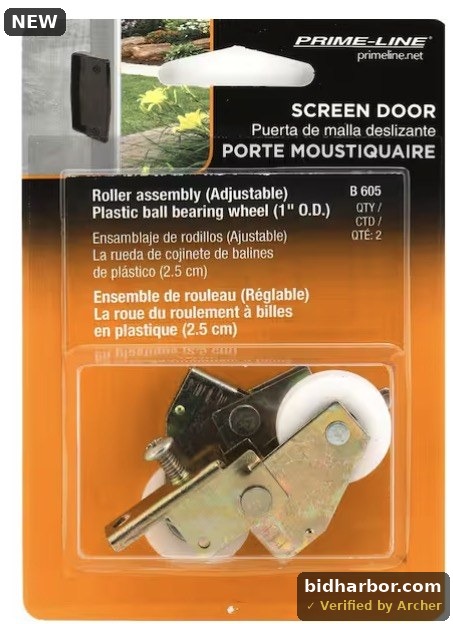 Sliding Screen Door Spring-loaded Roller, High Density Polyethylene Ball Bearing Roller (2-pack) - Pack of 2