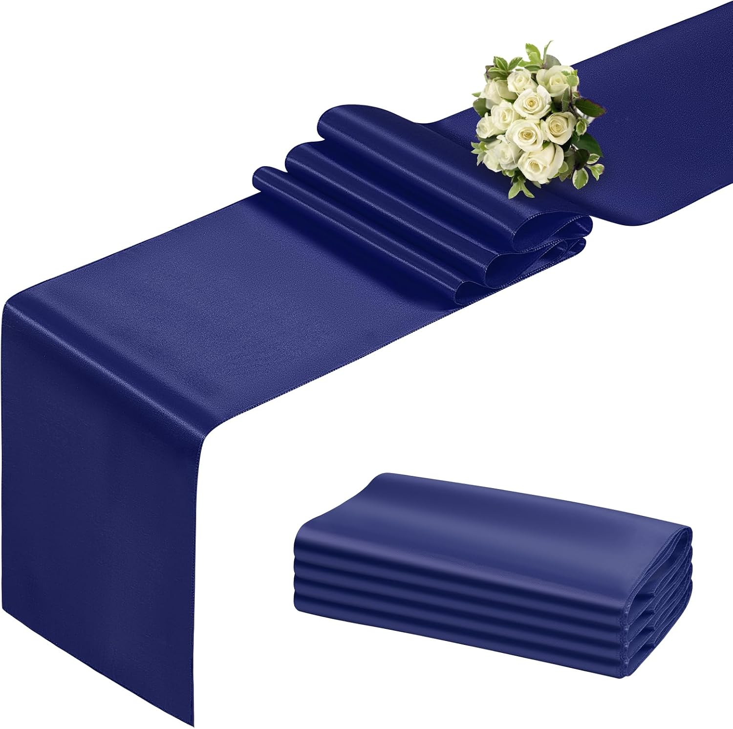 BDDC Blue Table Runner 12x108 Inch - 4 Pack Satin Table Runners, Smooth Table Runner for Party Wedding Banquets Birthday